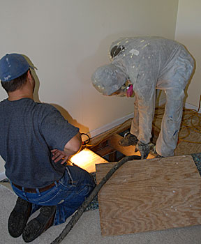 entering crawlspace
